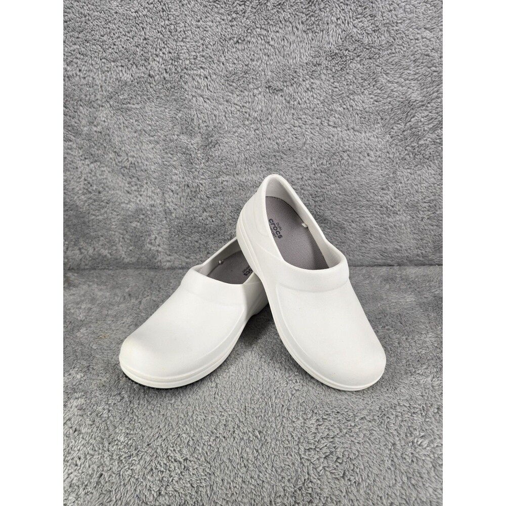 Crocs Neria Pro II Dual Womens 8 Comfort White Clogs Slip Resistant Workwear